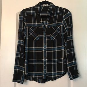 Express plaid button down blouse